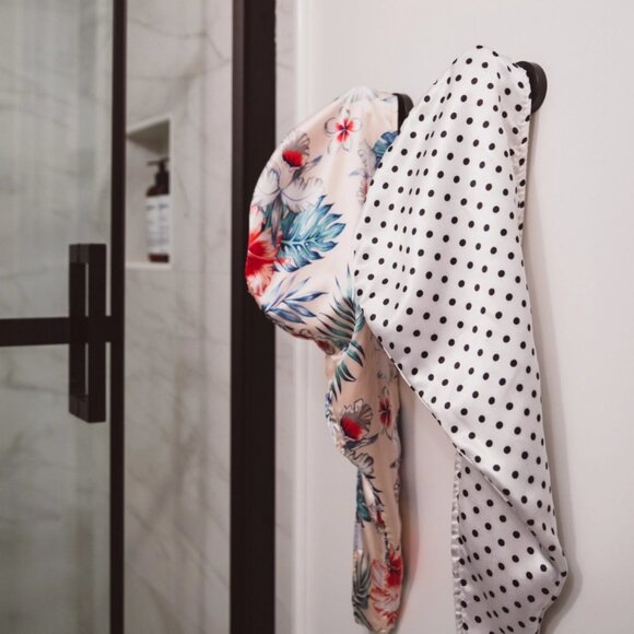 Reversible Microfiber Hair Towel and Satin Head Wrap - Picture 1 of 6